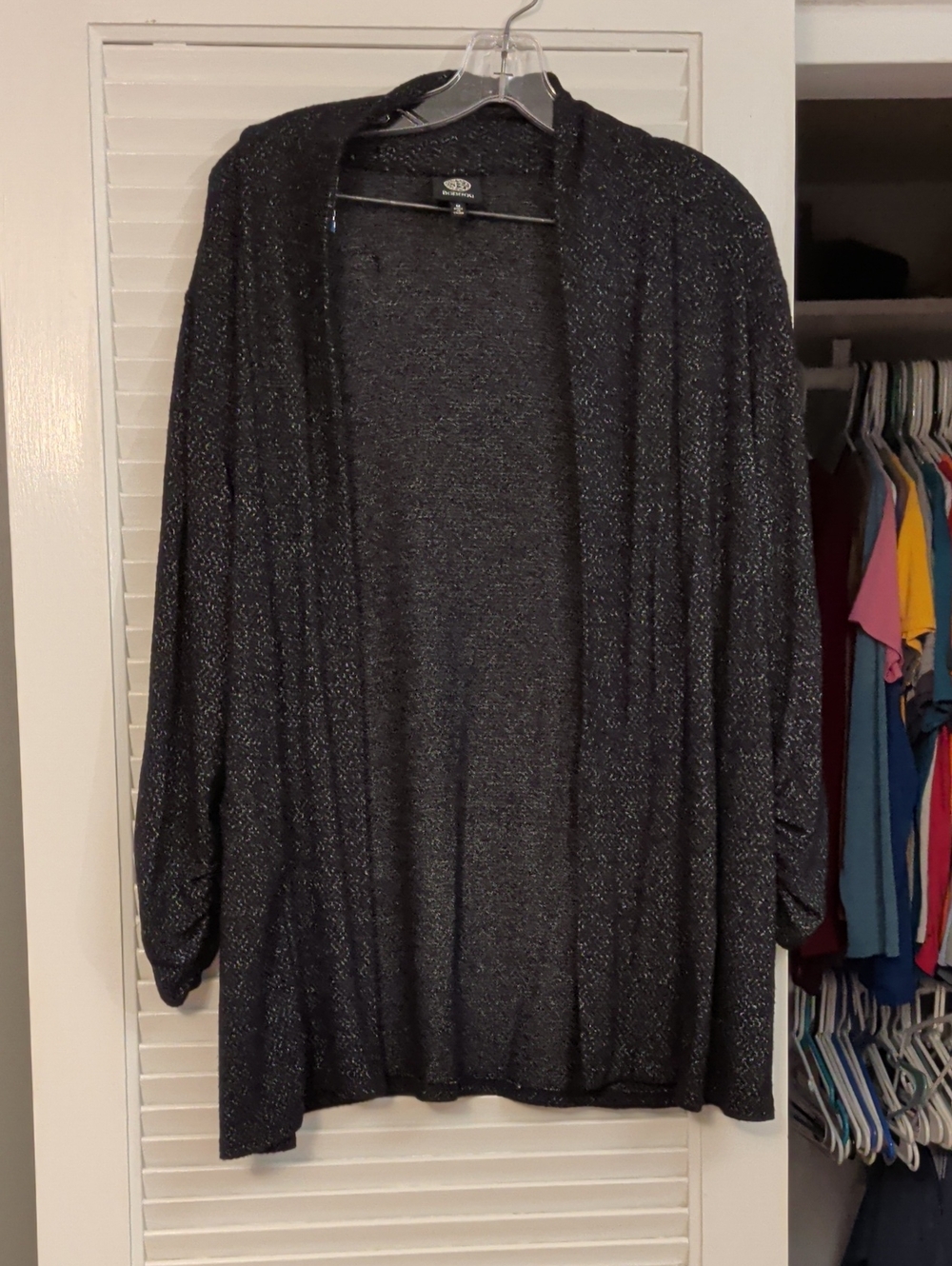 bobeau Black Heather Open-Front Cardigan